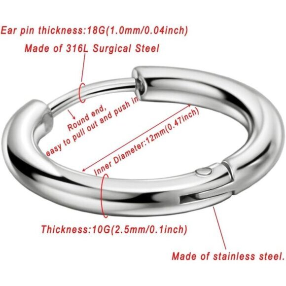 ⚡Sterling Silver Hoop Earrings for Women Men Small Classic Round Jewelry Gift - Picture 3 of 5